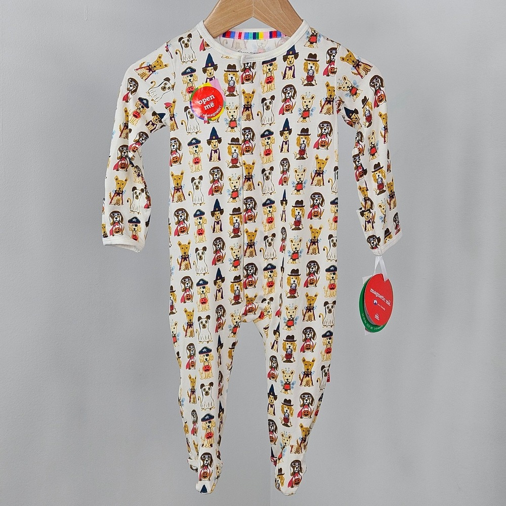 Magnetic Me Tricks or Treats Halloween Modal One Piece Footie 3-6M Dogs NEW